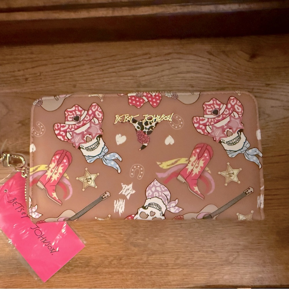 Betsey Johnson Cowboy Skull Wristlet Wallet
